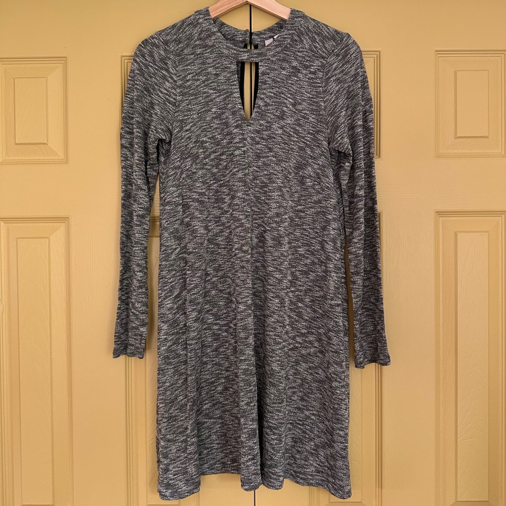 Long Sleeve Mock Neck Keyhole Dress